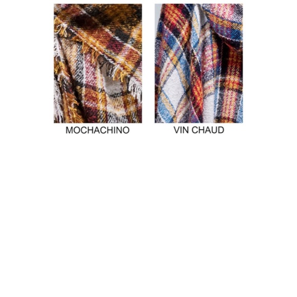 SOLD OUT Vin Chaud Knit Plaid Hooded Hoodie Open Fringe Ruana Wrap Fall Winter - Picture 6 of 6